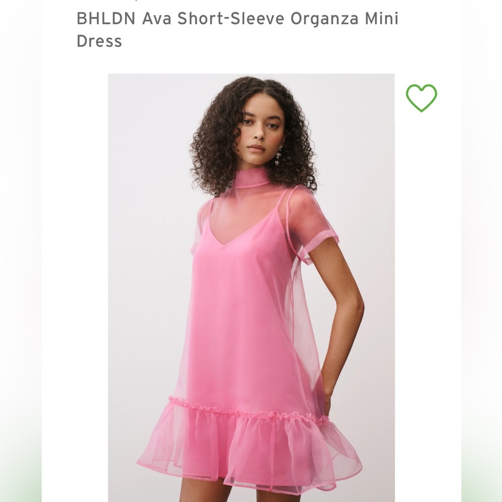 NWT Anthropologie BHLDN Ava Pink Organza Short-Sleeve Bow Mini Dress
